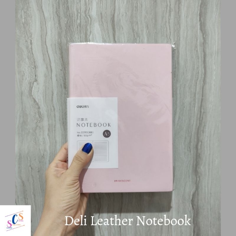 

DELI LEATHER NOTEBOOK A5 96 LEMBAR KERTAS 80 GSM / BUKU CATATAN A5 SAMPUL KULIT