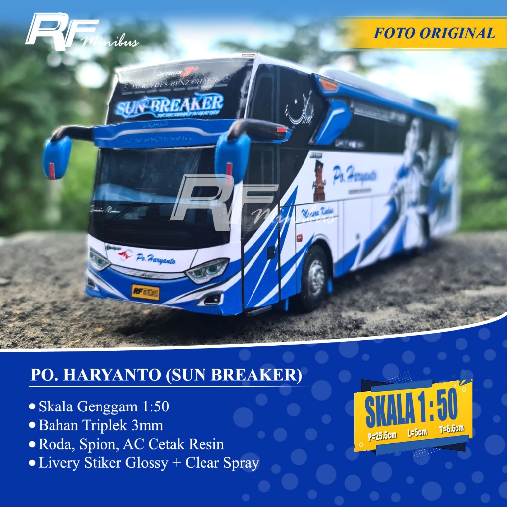 Miniatur Bus Po. Haryanto (Sun Breaker) Skala 1:50