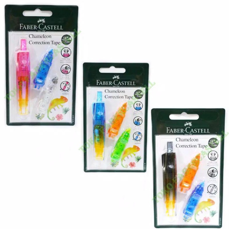 

KODE J5R9 Correction Tape Chameleon 2 refill Faber Castell PinkBlueBlackTransparant Barrel