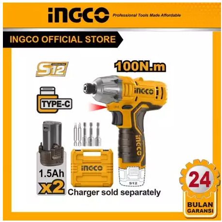 Mesin Impact Driver Cordless 12V Ingco CIRLI1201