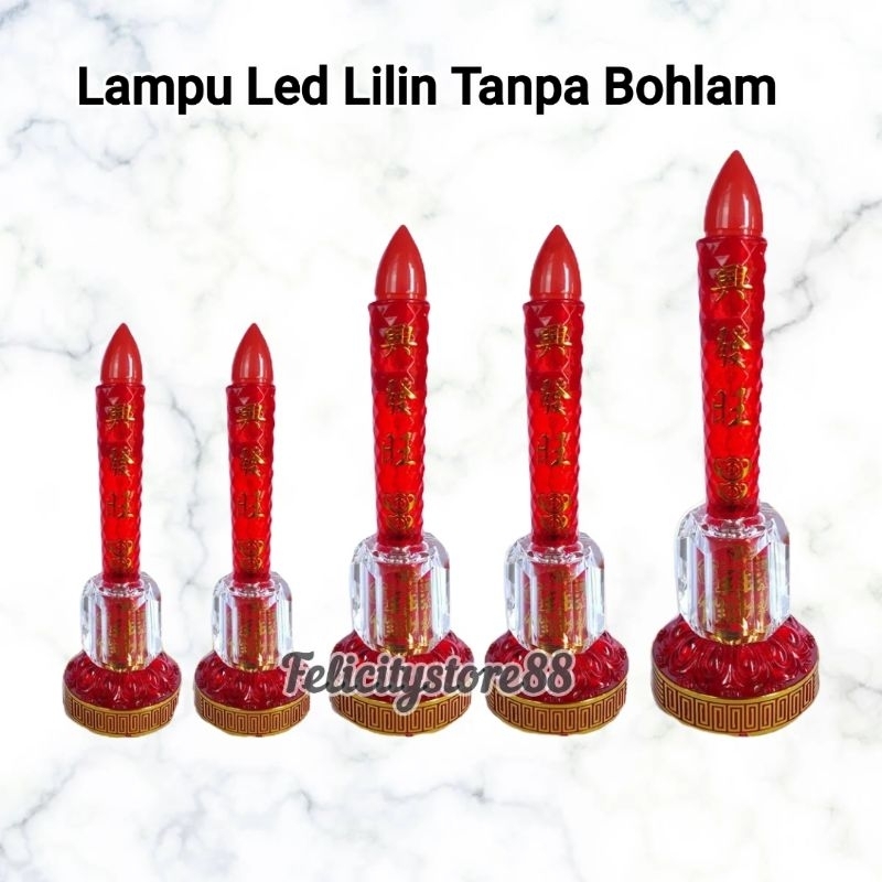 Lampu led lilin Tanpa Bohlam Lampu sembahyang led model lilin Merah