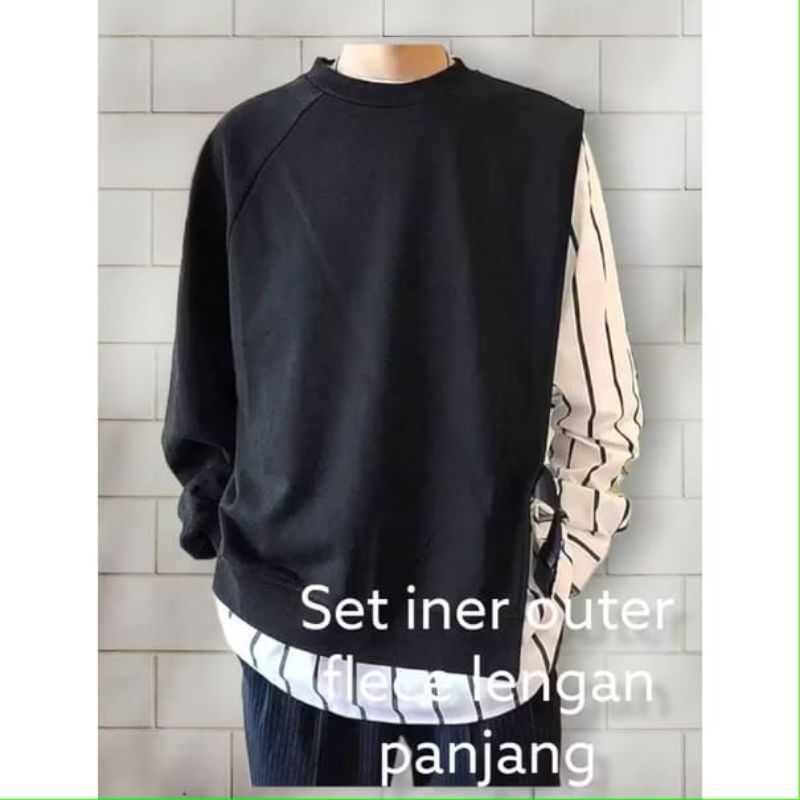 set inner outer flece lengan panjang