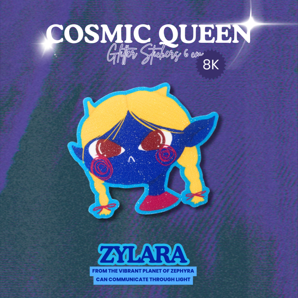 

Cosmic Queen Glitter Stickers - stiker alien