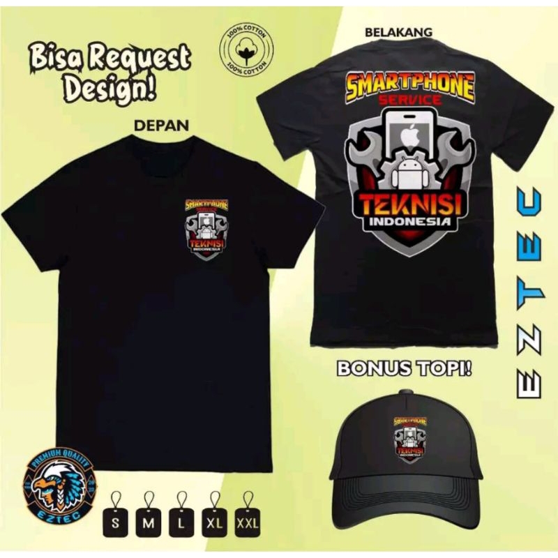 KAOS TEKNISI HP INDONESIA SMARTPHONE SERVICE BONUS TOPI