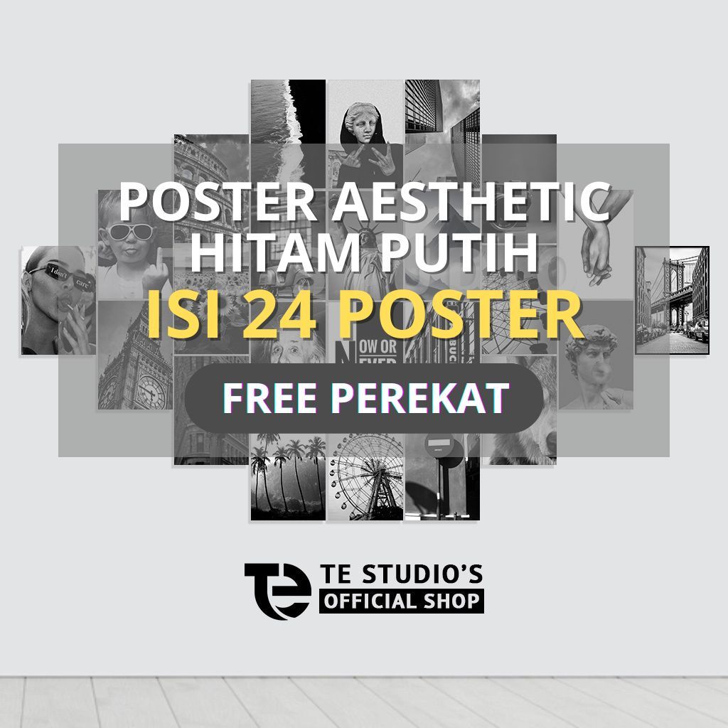 Poster Dinding Hitam Putih Monokrom Vintage Isi 24 Pcs Pajangan Dinding Aesthetic Poster Kamar Aesth