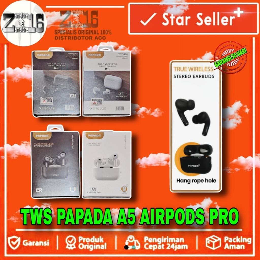 ( COD ) TWS PAPADA ( Ture wireless stereo Earbuds ) mic A5 Airpods pro 5.3 +EDR lightning Original 1