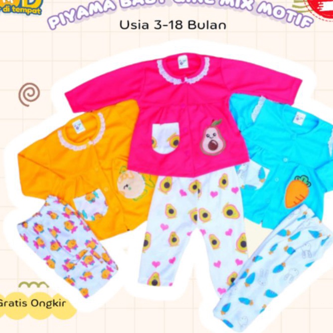FG2 ISI 3pc Piyama Bayi Setelan Panjang 3  18 MIX MOTIF