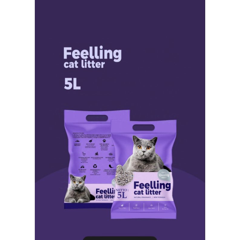 FEELLING - Pasir Gumpal Wangi 5Kg Pasir Wangi Gumpal Pasir Kucing Gumpal Pasir Wangi Kucing Pasir An