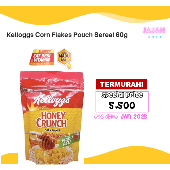 

Kelloggs Honey Crunch Corn Flakes Sereal 55 gram