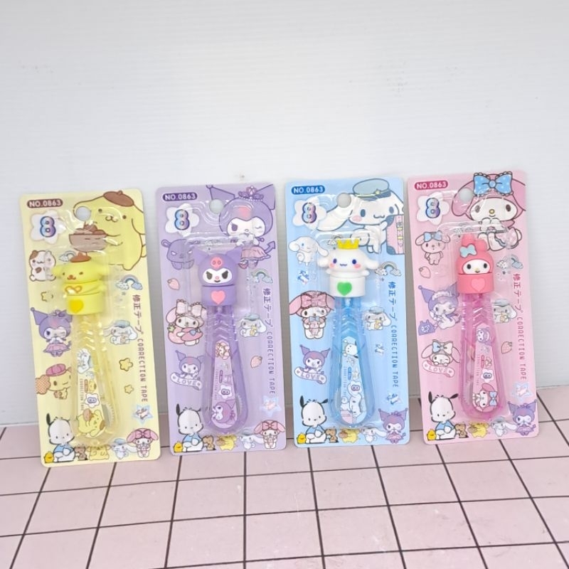

Tip Ex Correction Tape Stipo Kertas PET Boneka 3D Sanrio Cinnamoroll Kuromi Melody Pompompurrin