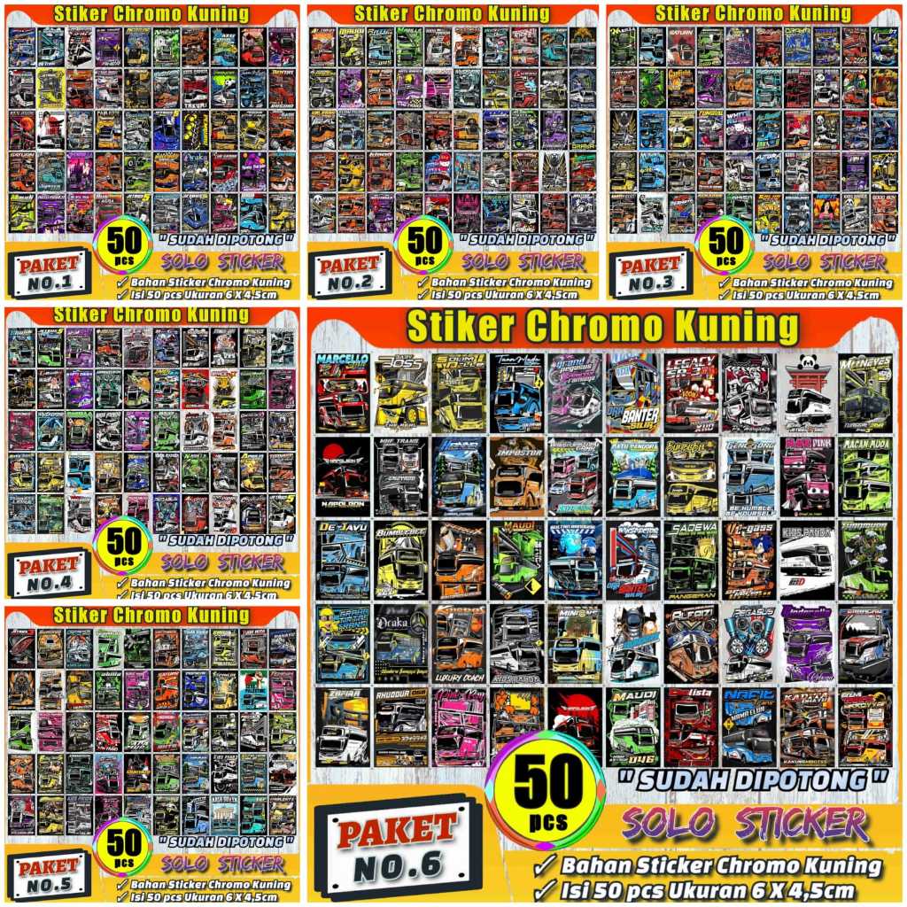 

Sticker Bus Viral Isi 50 Sudah Dipotong Stiker Glossy Bis Telolet Basuri