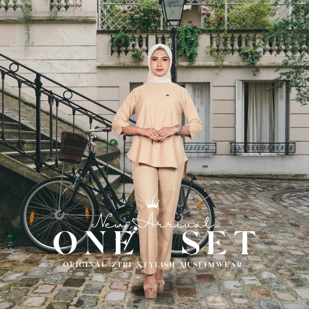 Baju One set wanita design polos setelan terbaru bahan adem Linen premium