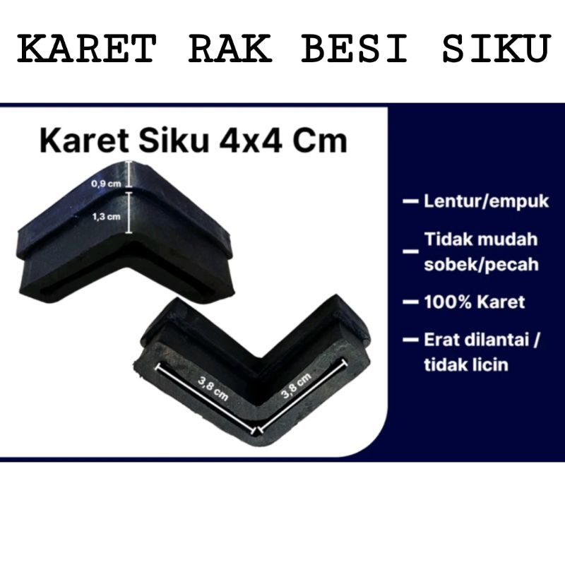 Karet siku 4 x 4 Kaki Rak Besi Siku
