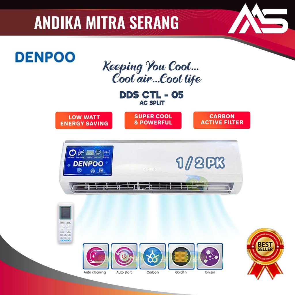 AC SPLIT PENDINGIN RUANGAN KAMAR DENPOO 1/2 PK dan 1 PK PENDINGIN RUANGAN AC DENPOO