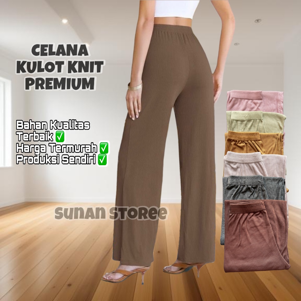 CELANA KULOT RIB BAHAN RIB KNIT HIGHWAIST / CELANA KULOT WANITA / KULOT KNIT HIGHWAIST