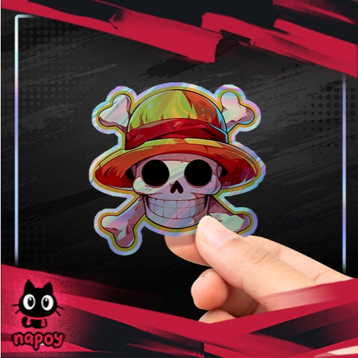 

Stiker Hologram Anime One Piece Skull Logo
