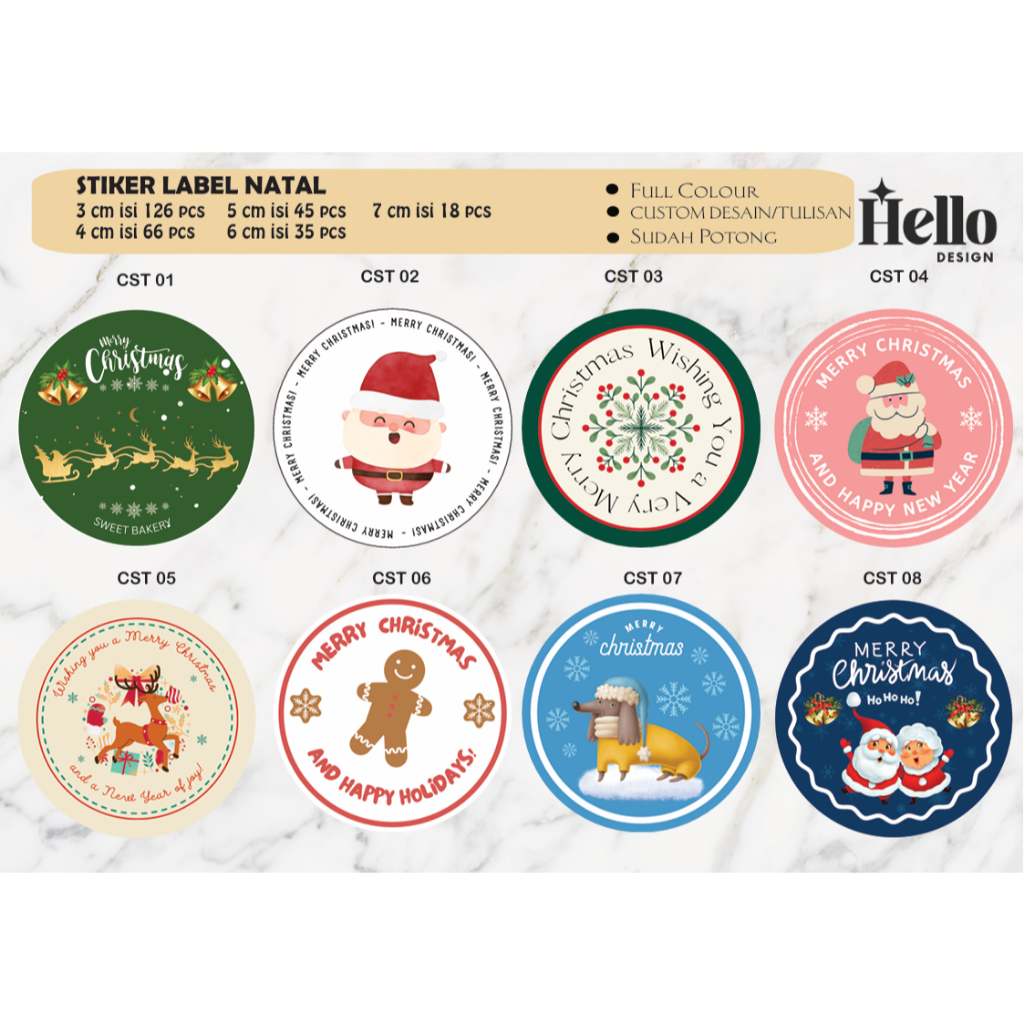 (FREE CUSTOM) STICKER NATAL KUE KERING / STIKER NATAL/ STIKER CHRISTMAS