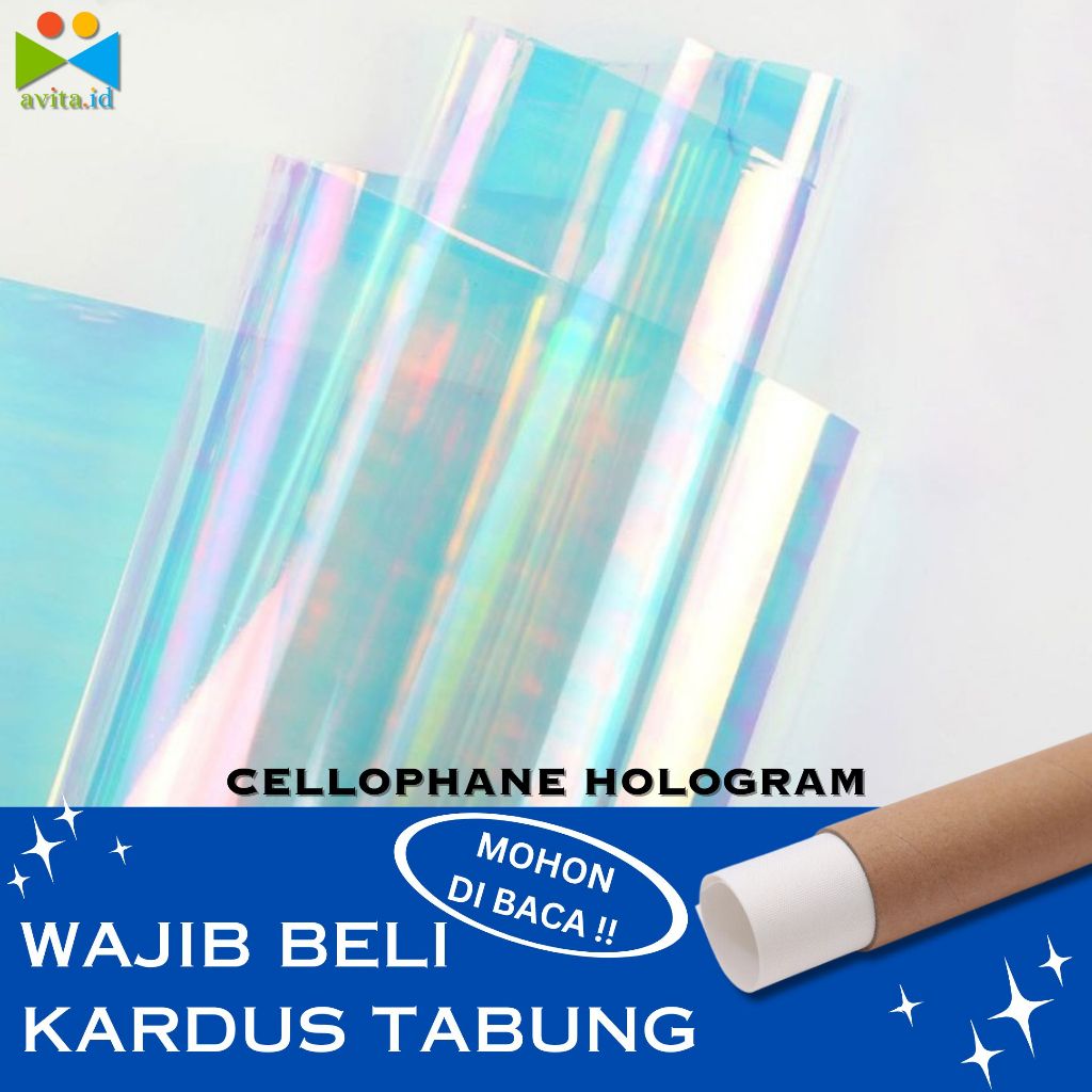 

avita.id 1 Lembar Cellophane Hologram / Kertas Hologram Bahan Buket Bunga / Kertas Bucket Bunga Hologram Cellophane / Flower wrapping cellophane Hologram