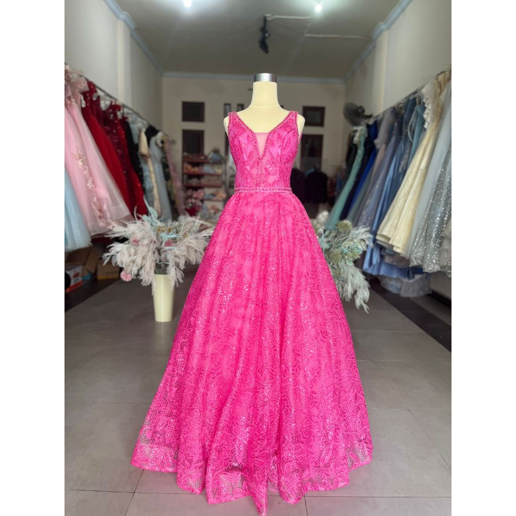 [FOR RENT] Gaun Prewedding Pink/ Dress Tebal Berkualitas PW001