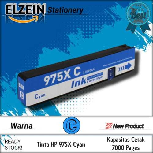 Cartridge Tinta Compatible HP 975X 975 X Cyan Printer HP Pagewide Pro 452dn, 452dw, 477dn, 477dw, 55