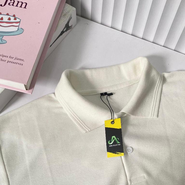 Kaos Polo Kerah Pria Premium Polos Shirt Pria - Putih