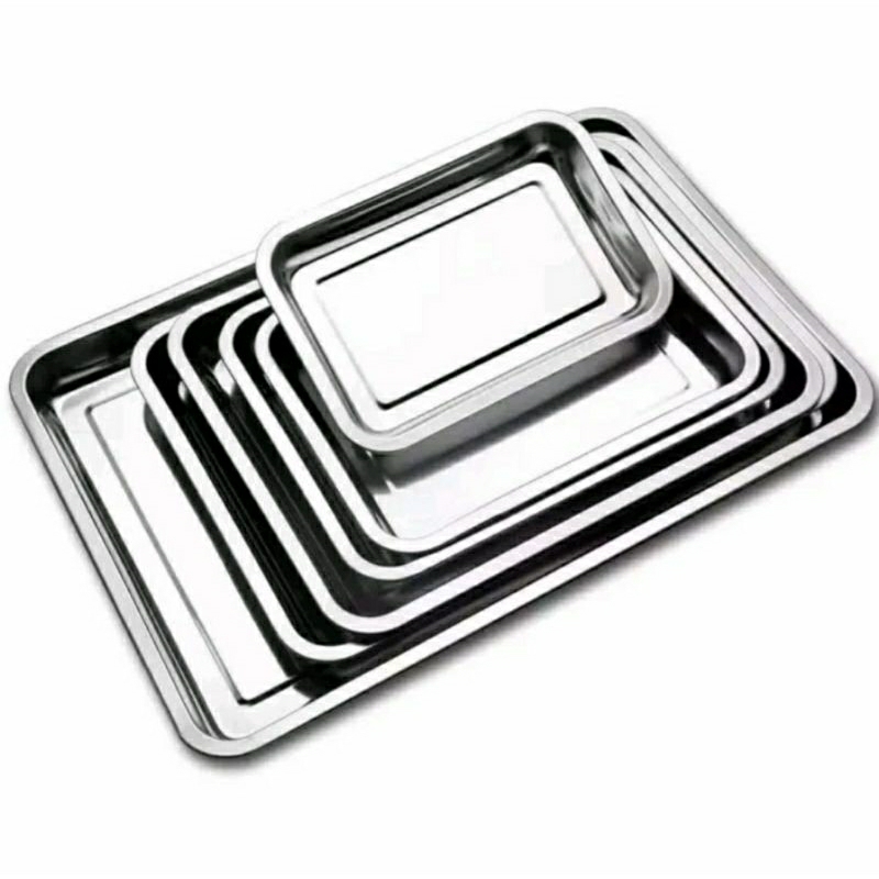 nampan stainless persegi bake tray loyang serbaguna piring dalam segi 32×22cm,,40×30cm,36×27cm,,27×2