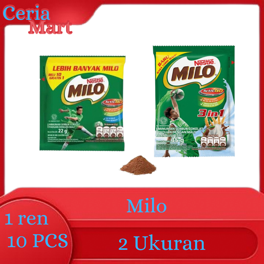 

MILO SACHET 1 RENCENG ISI 10 PCS KEMASAN BESAR DAN KECIL