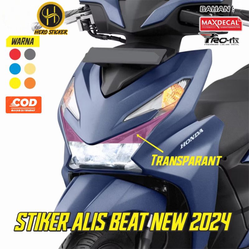 Sticker Stiker alis lampu depan beat new 2024 Stiker variasi lampu alis beat new 2024