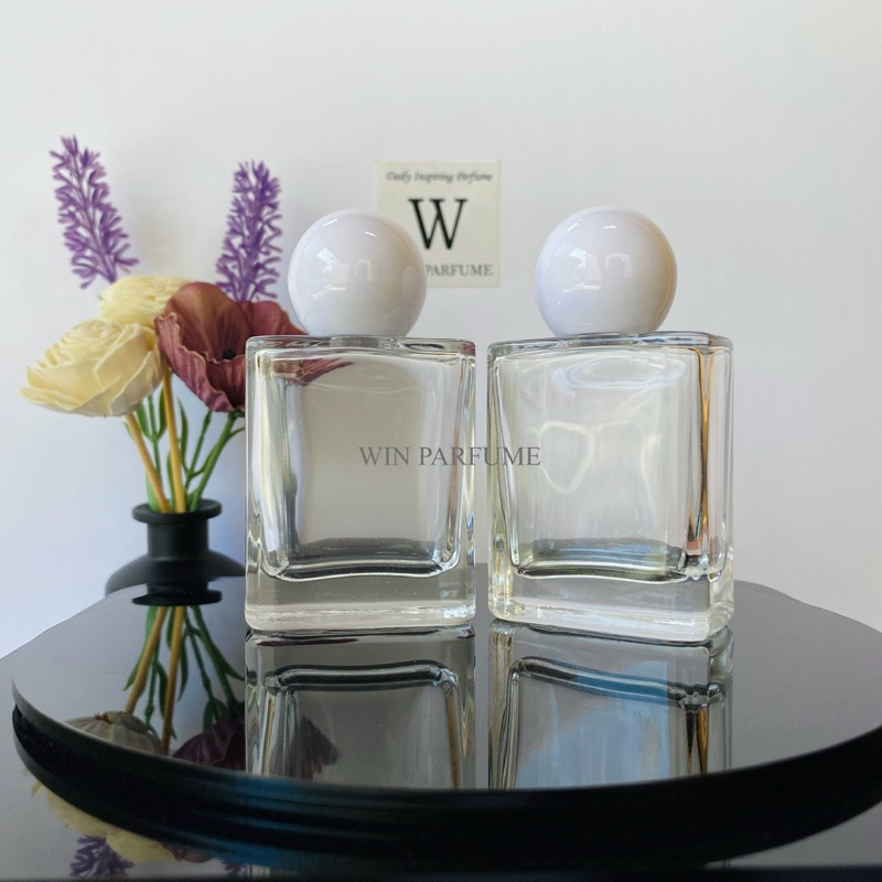 Botol Parfum Platinum 50ml Semi Press Tutup Bulat Putih Ring Spray Silver