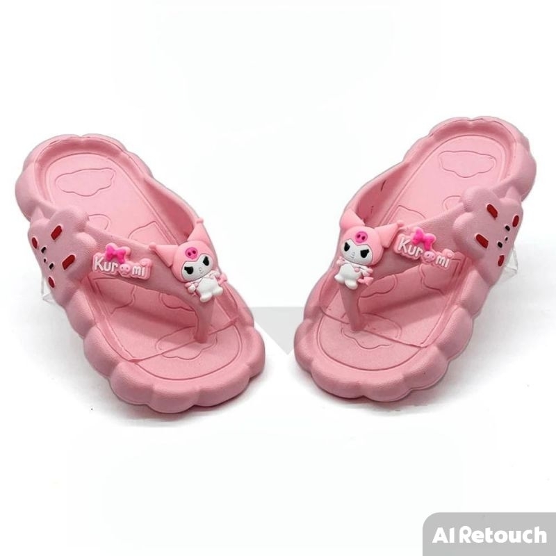 0012, sandal kuromi, sandal. hilos anak, sandal hilos anak cewek, sandal jepit kuromi anak cewek, sa