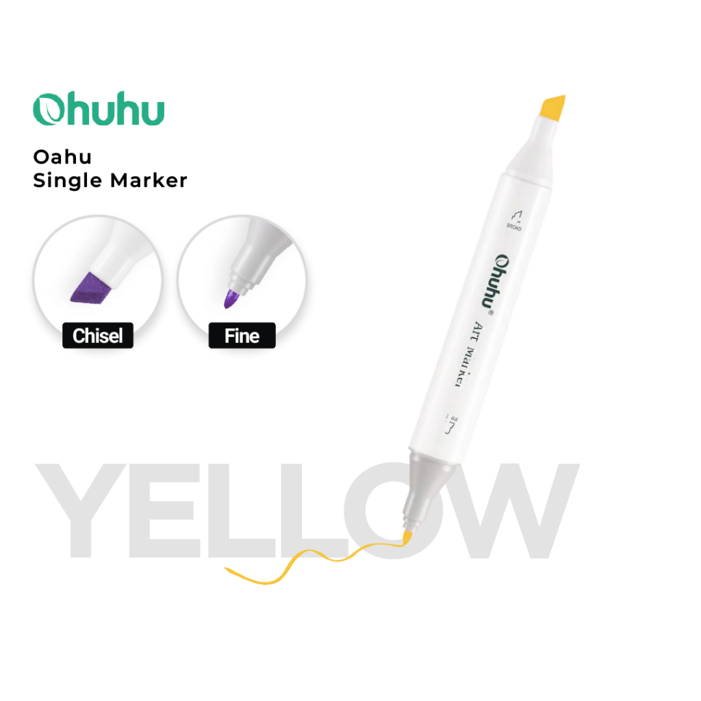 

OHUHU SINGLE Oahu (Fine & Chisel) - YELLOW SERIES | 322 Colors Refill Marker Satuan