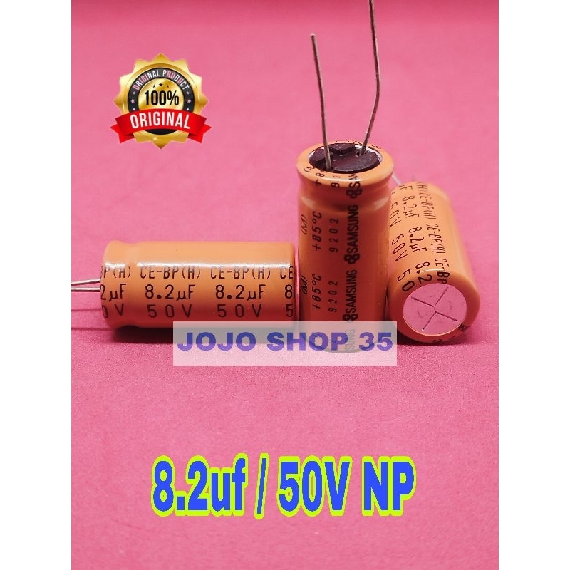 1pc ELCO 8.2uf / 50V NON POLAR KAPASITOR 8.2uf/50v non polar elco 8,2/50v ELKO NON POLAR capasitor 8
