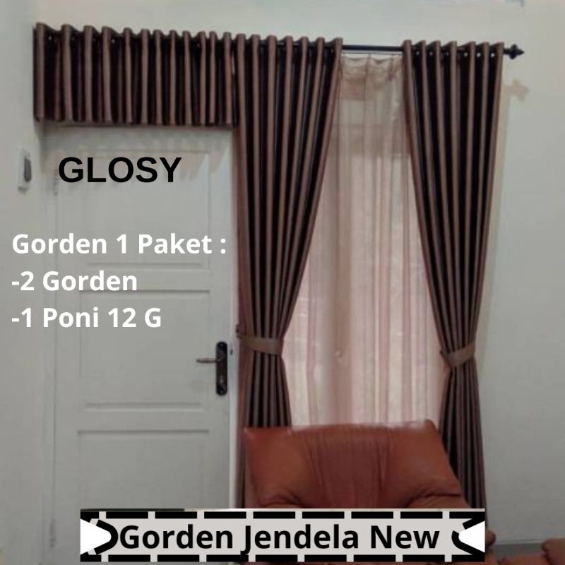 PAKET 2 GORDEN 1 PONI GORDEN Polos Glosy / Mengkilap HORDENG JENDELA PREMIUM KORDEN PINTU MINIMALIS 