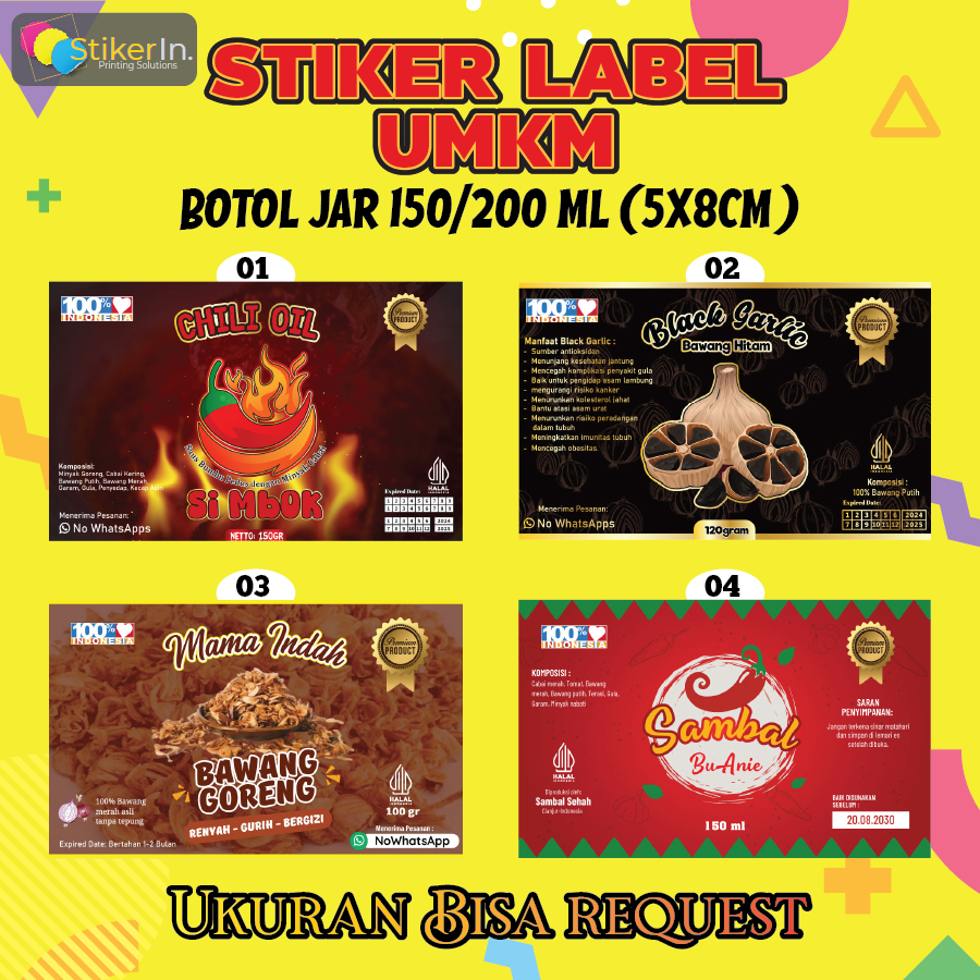 STIKER LABEL UMKM STIKER SAMBAL CHILI OIL UNTUK BOTOL 150ML Ukuran Bisa Request  Proses Cepat