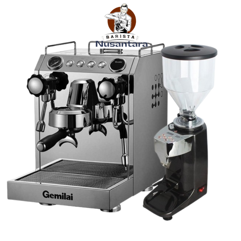 Paket Mesin Kopi Komersil Usaha Coffee Shop Dual Boiler Gemilai 3145 Dan Grinder N500 Otomatis
