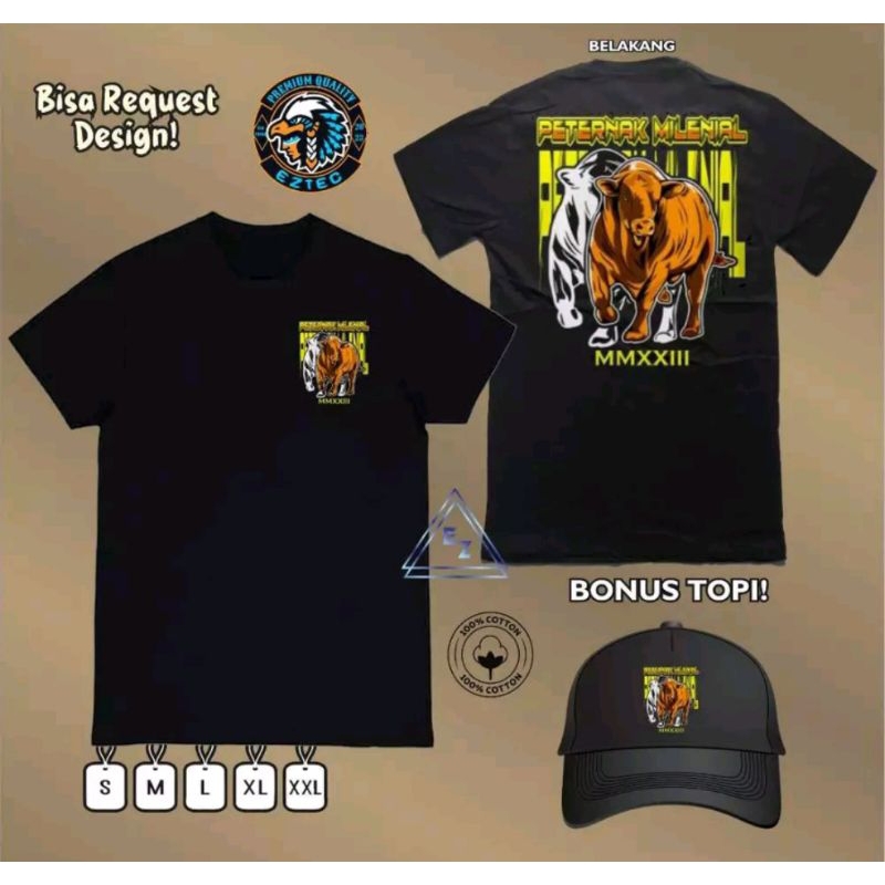 KAOS PETERNAK SAPI MILENIAL SAPI LIMOSIN BONUS TOPI