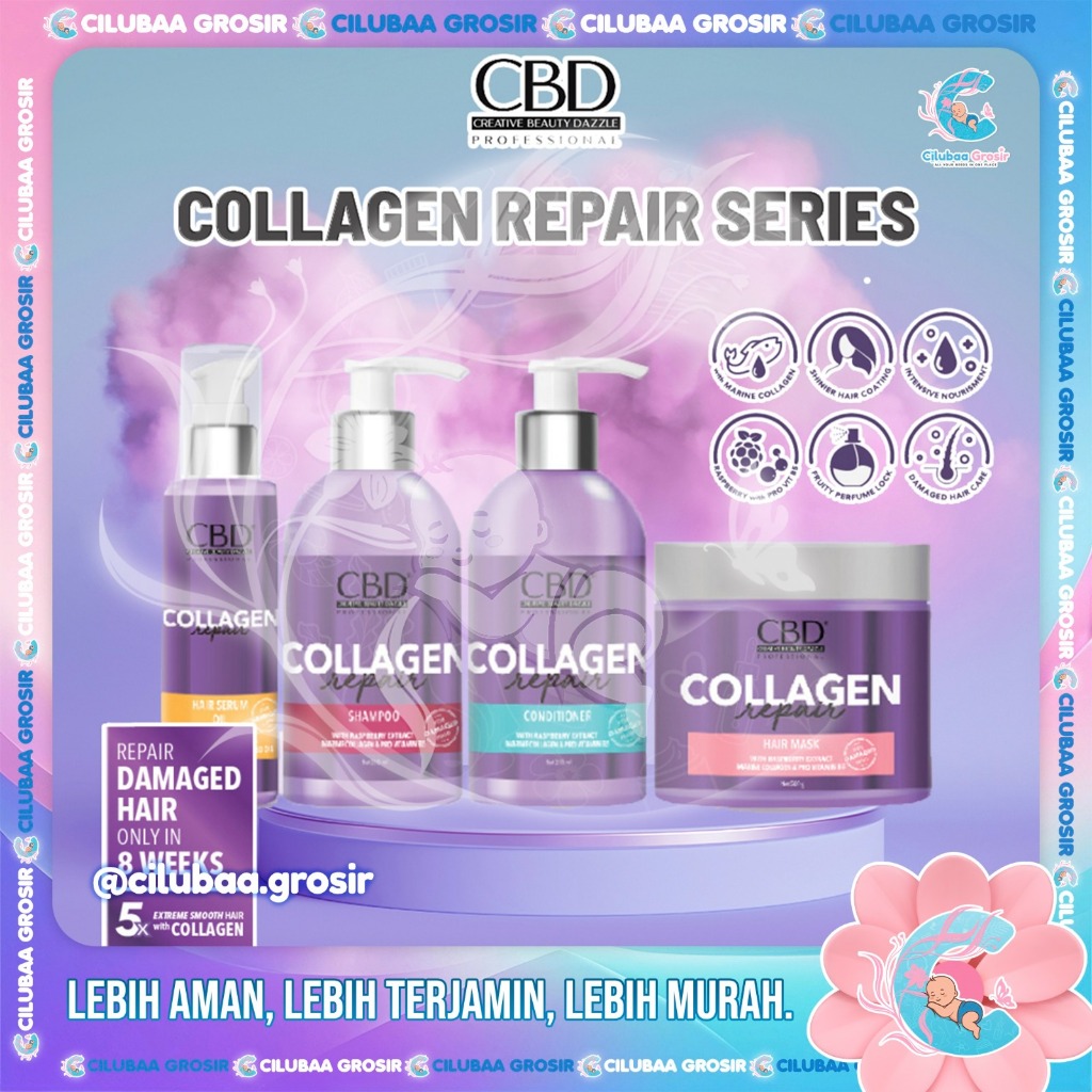 CBD Collagen Repair Series Hair Mask || Hair Shampoo || Conditioner || Serum || Perawatan Rambut