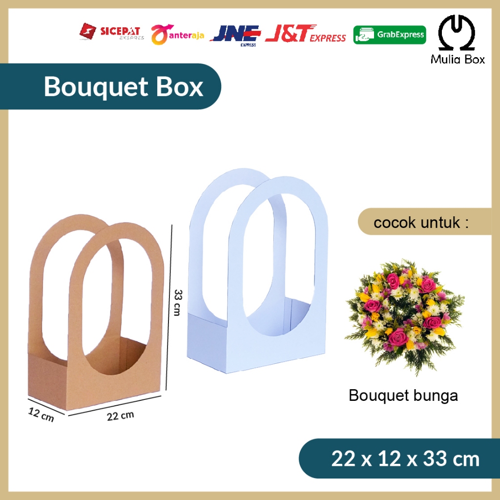 

Bouquet Box / Buket 22 x 12 x 33 cm Corrugated Die Cut Box Bunga Tenteng Flower Bag Gift Hadiah Ulang Tahun Valentine Anniversary