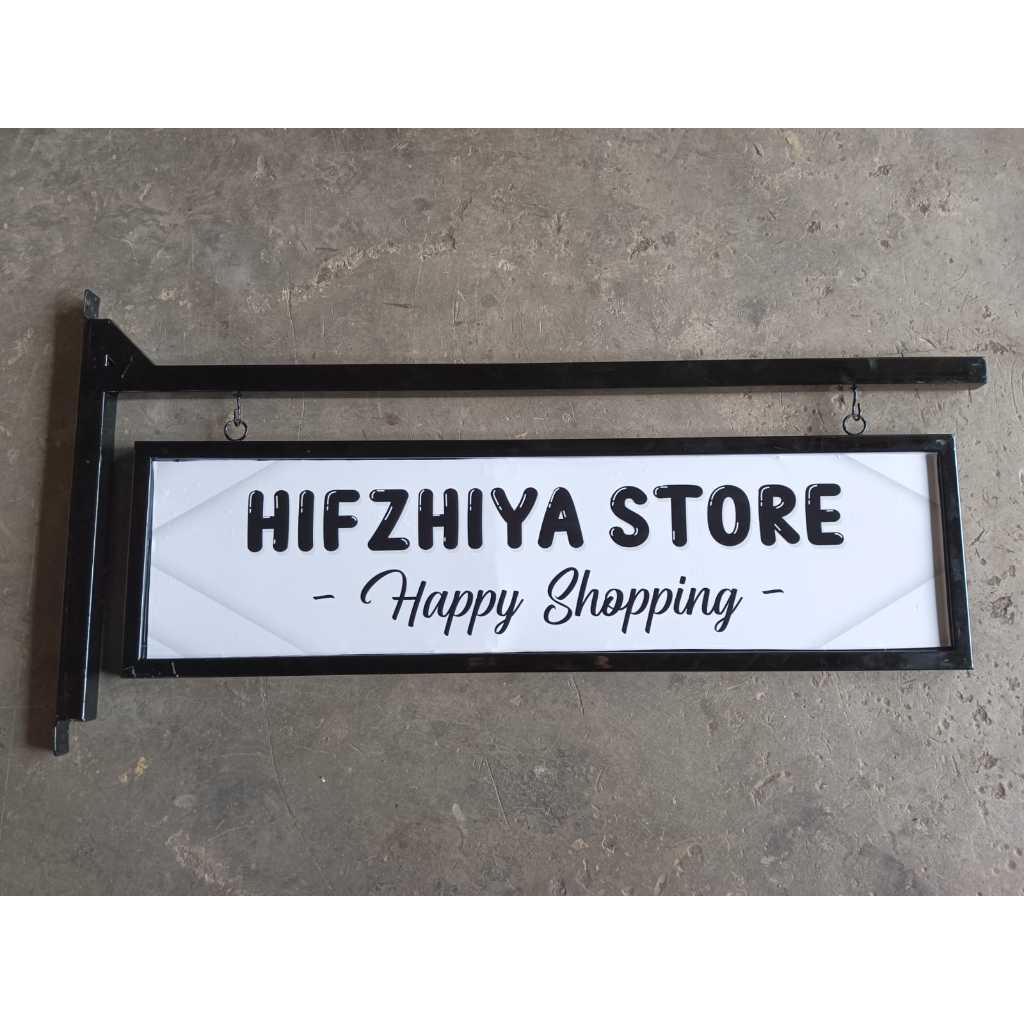 Tokofinaaaa Plang Nama Toko Custome 85 X 24 Cm Dengan Frame Besi
