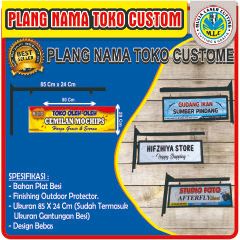 Plang Nama Toko Custome 85 X 24 Cm Dengan Frame Besi