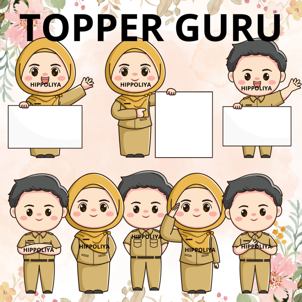 TOPPER GURU / Topper Hari Guru / Topper Hiasan Buket / Perlengkapan Buket / Printable Topper Guru