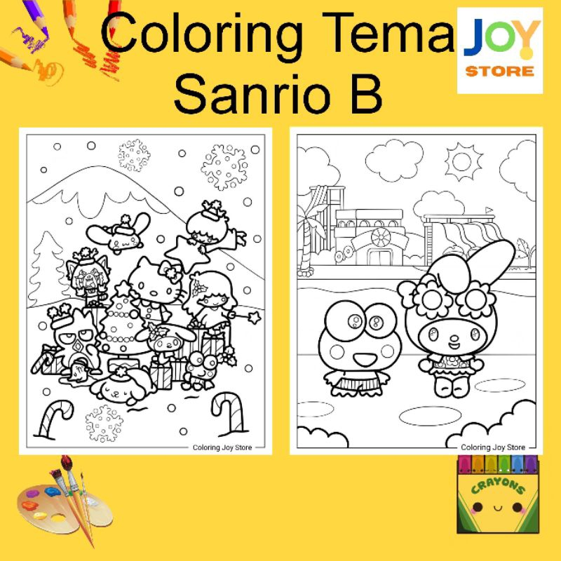 

Kertas Gambar Mewarnai ukuran A4 dan A5 150 gsm - Coloring Paper Tema Sanrio B Toko Joy Store