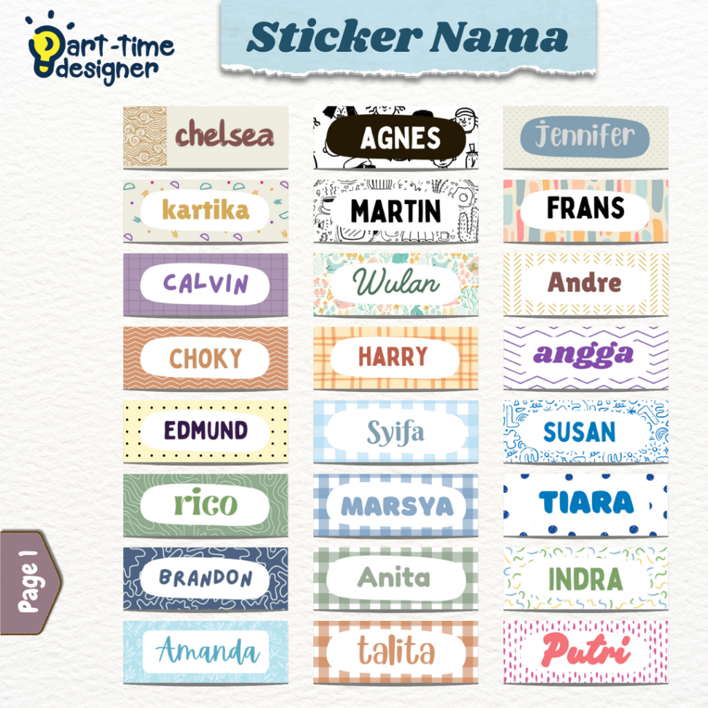 

Sticker Nama Label Anak Anti Air Lucu