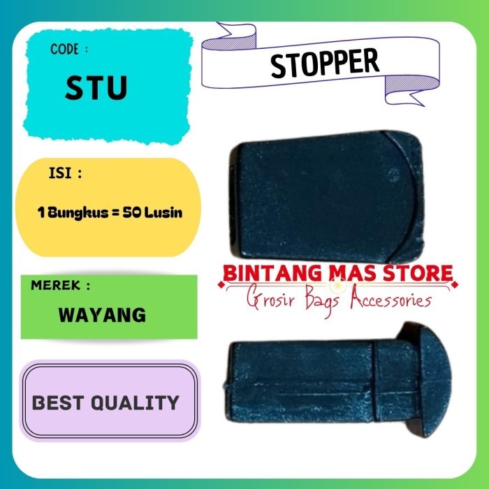 Stoper tali ujung jepit tas jaket Hitam