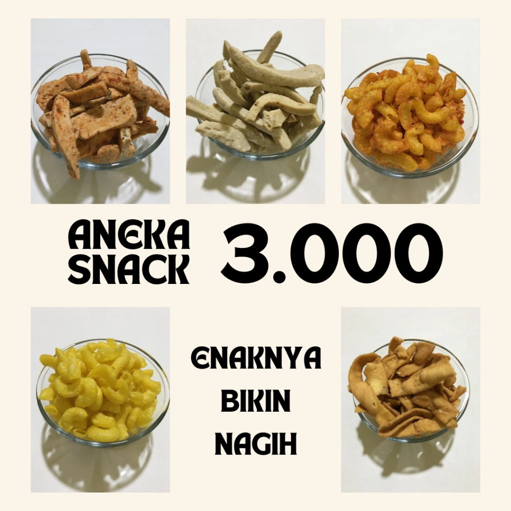 

ANEKA SNACK 3.000 ( LEGENDA RASA ) Enak Lezat Renyah Krispy Ekonomis Murah Cemilan Jajanan Jajan Basreng Makaroni Kue Ladrang Manis Pedas Original Ori 3 Ribu Tiga