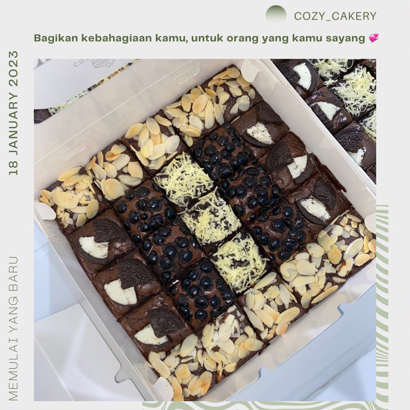 

Fudgy Brownies Nyoklat Cokelat Premium Kualitas 25 pcs atau 25 sekat Tangerang