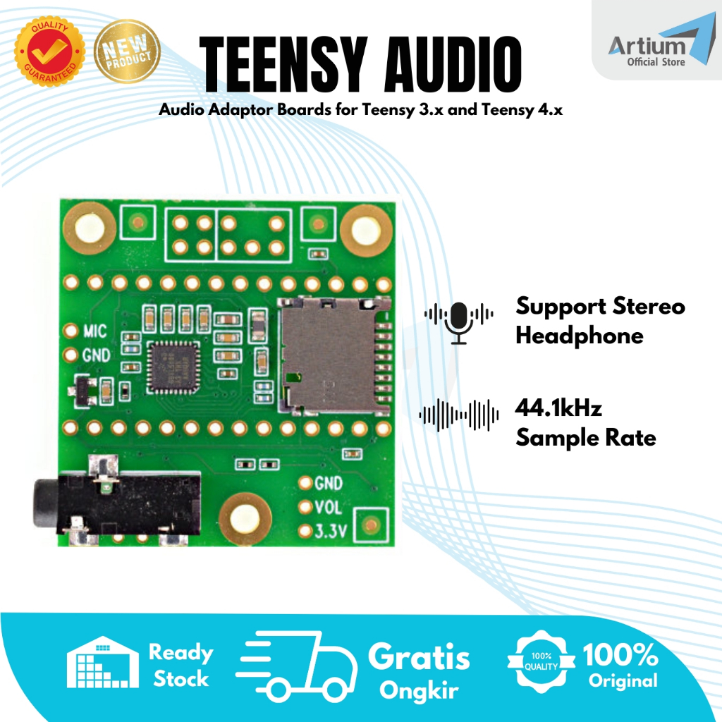 Teensy 4 Audio Shield (REV D) | Compatible with Teensy 4.0 and Teensy 4.1 | Teensy Audio Board