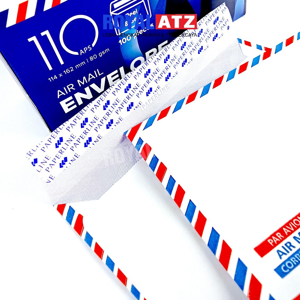 

Amplop Putih Air Mail Lem Paperline No.110 (114 x 162 mm) Isi 100 Pcs