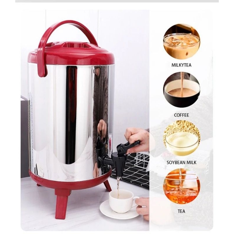 New Water Jug Milk Tea Stainless Steel BMW Kitchenware Dispenser Air Panas / Dingin Termos dengan Kr