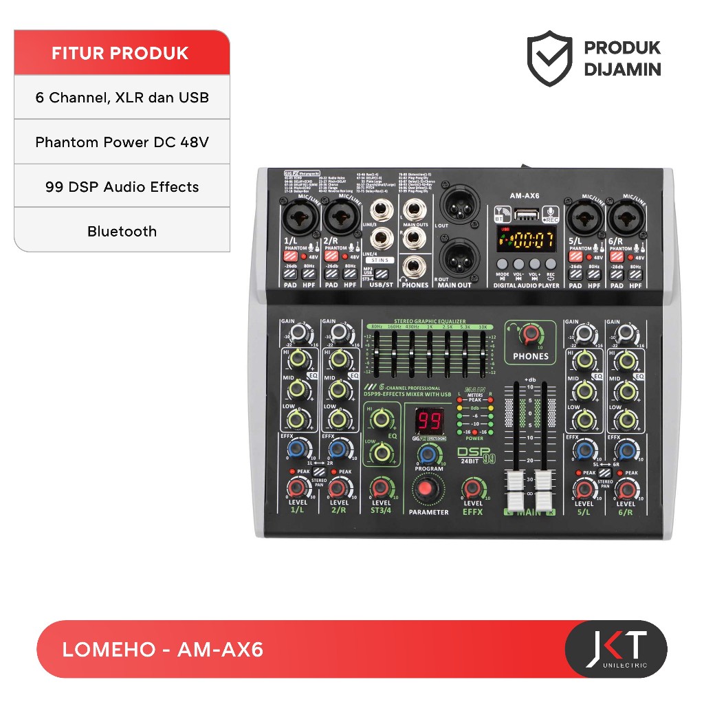 Mixer Audio Amplifier Professional DSP 99 Effects Bluetooth USB